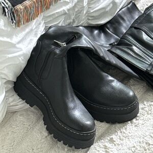 Marc Fisher Black Leather Over the Ankle Boots